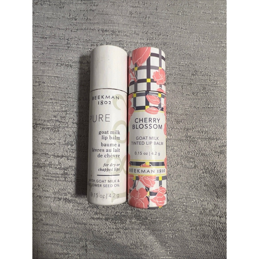 2x Beekman 1802 Pure Goat Milk Lip Balm Fragrance Free 0.15 oz New In Box